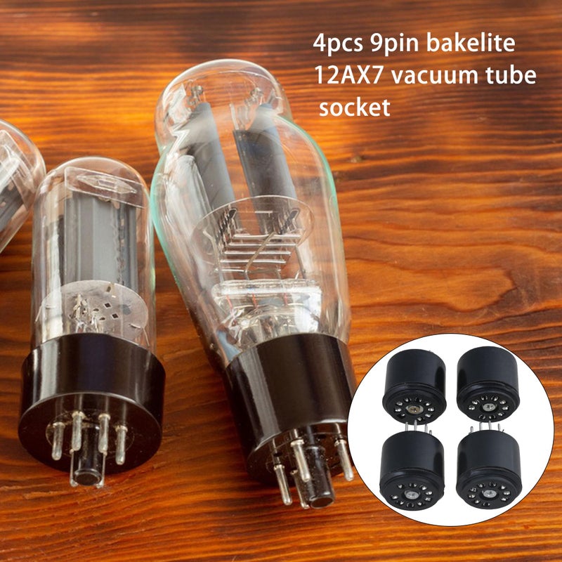 Bstinay 4pcs Black Bakelite Vacuum Tube Socket Saver Base 9 Pin Tube Testers Fits 12AX7 - Image 4